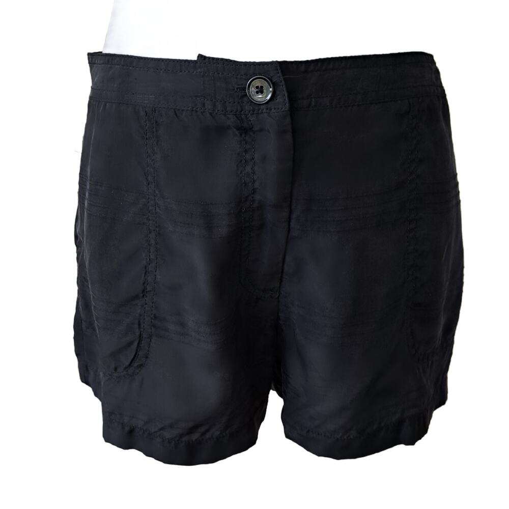 T Alexander Wang Black Shorts Small Silky Cupro Stripe Minimalist 2.5" inseam